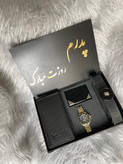 (ارسال رایگان)پک ست مردونه لاکچری|باکس هدیه چوبی|ساعت کاسیو|کمربند|کیف پول|جاکارتی