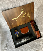 باکس هدیه چوبی مردانه شیک و خاص| ساعت مچی کاسیو + اسپری + جاکارتی+ کمربند| مناسب تولد و روز مرد ۳۲