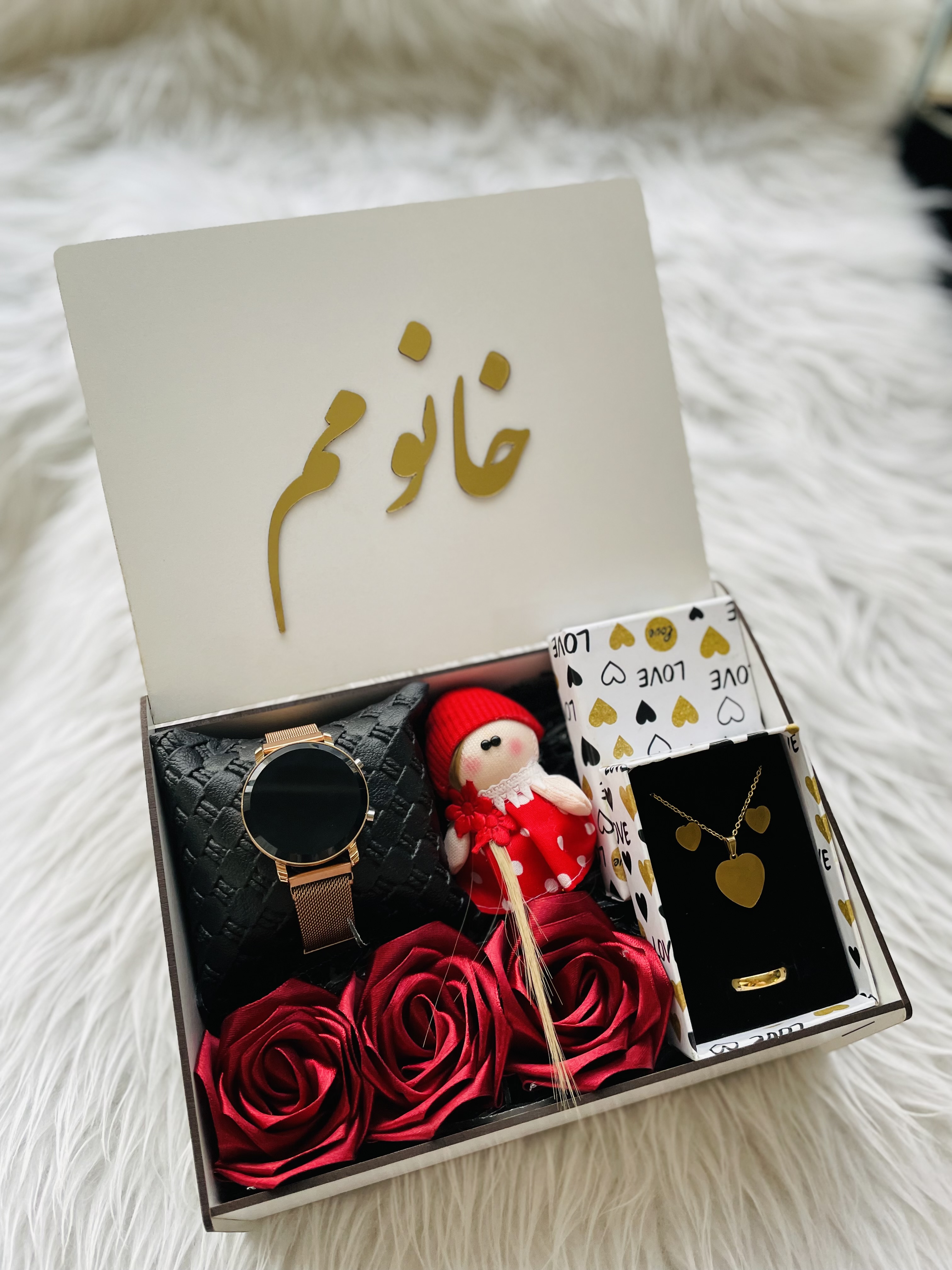(ارسال رایگان)باکس هدیه چوبی ویژه ولنتاین زنانه و دخترانه کادو شیک اسپرت و مجلسی ۷