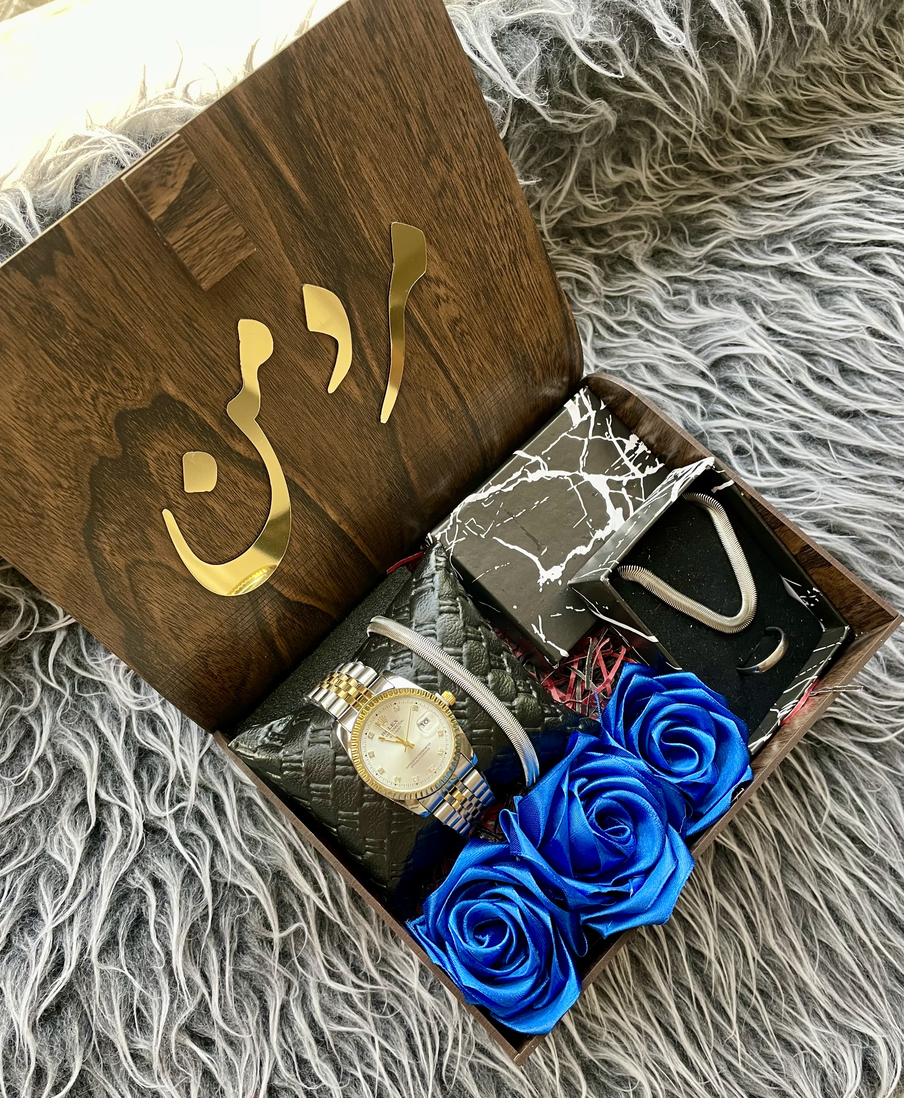 (ارسال رایگان) هدیه لاکچری مردانه کادو تولد ساعت رولکس و ست ماری نقره ای جذاب ۱۳