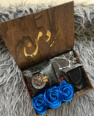 (ارسال رایگان) هدیه لاکچری مردانه کادو تولد ساعت دیزل مشکی و ست کارتیر مشکی استیل ۱۸