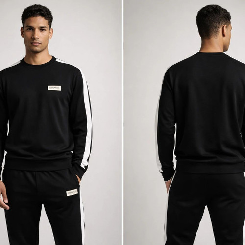 ست تیشرت آستین بلند و شلوار مردانه مدل Balenciaga مشکی سفید سایز L | ست اسپرت بهاره با پارچه نرم و تنخور عالی