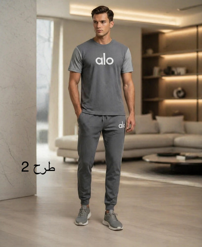 ست لباس مردانهalo آبی سایز xxl| تیشرت + شلوار | خنک، شیک و مینیمال