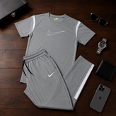ست مردانه nike/تیشرت و شلوار|رنگ طوسی|ست اسپرت با کیفیت و تنخور عالی
