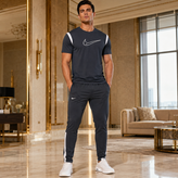ست مردانه nike/تیشرت و شلوار|رنگ نوک مدادی|ست اسپرت با کیفیت و تنخور عالی