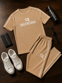 ست مردانه BalenciaGa/تیشرت و شلوار|رنگ کرم|ست اسپرت با کیفیت و تنخور عالی